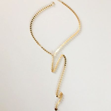 Y Drop disc necklace, Brass with 22k gold plated necklace for women, Handmade jewelry